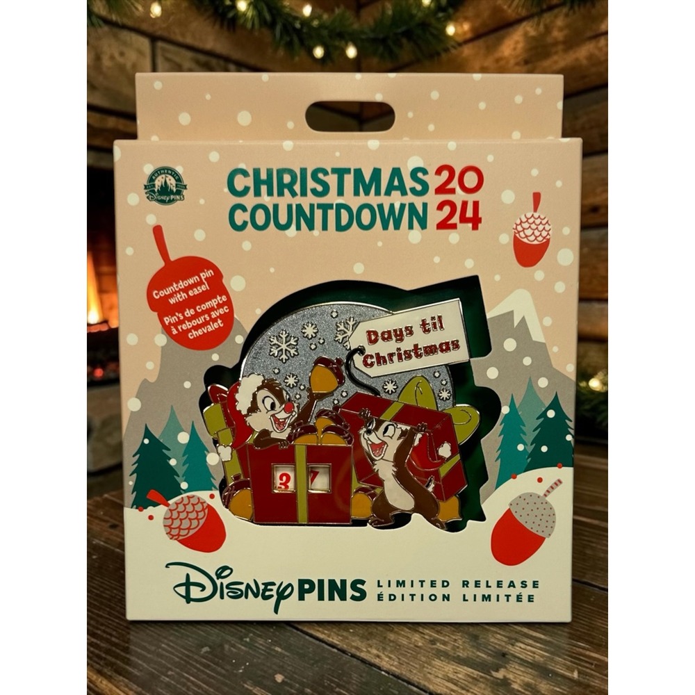 NEW Disney Christmas 2024 Countdown Jumbo Pin Chip n Dale Limited Release